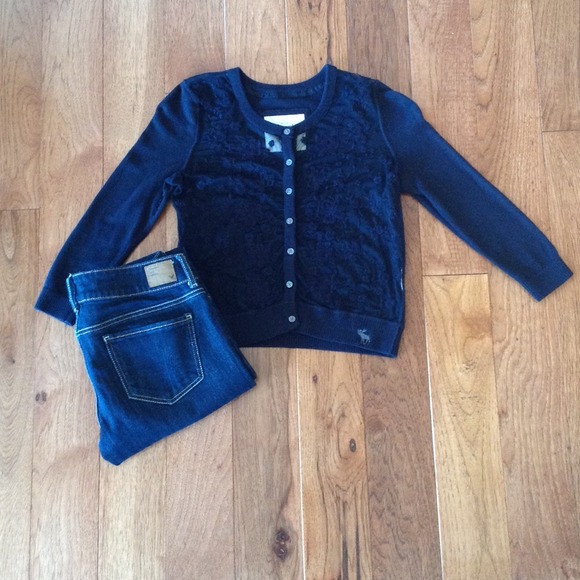 Abercrombie & Fitch Sweaters - Navy Lace Cardigan