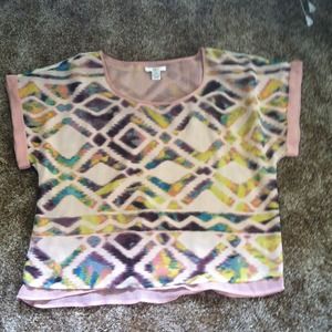 Bar III blouse with a soft tribal print