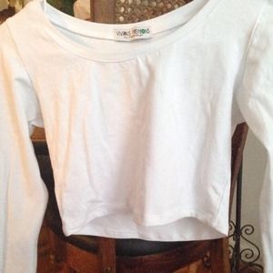 White  long sleeve crop top