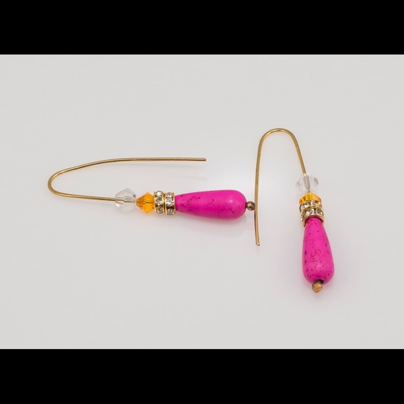 Pink and gold earrings with Swarovski cristals