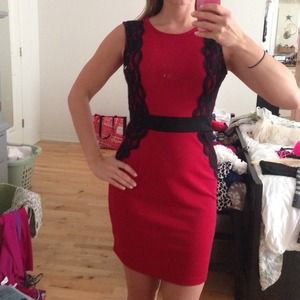 Red &black lace dress