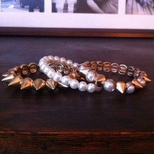 Set of 3 Bracelets ~ Spikes & Pearls