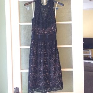 Banana Republic Black Lace Dress With Nude Lining