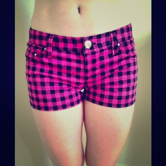 Hot pink checkered shorts