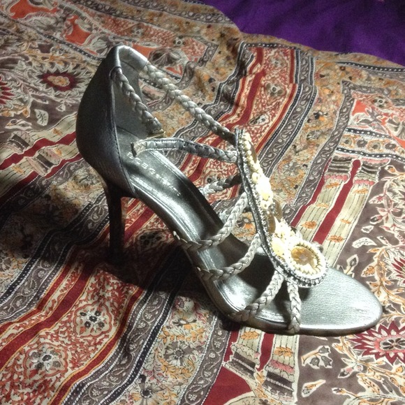 BCBGeneration Shoes - BCBGeneration Golden Leather Beaded Strappy heels