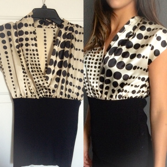 Black and Tan Polka Dot Blouse