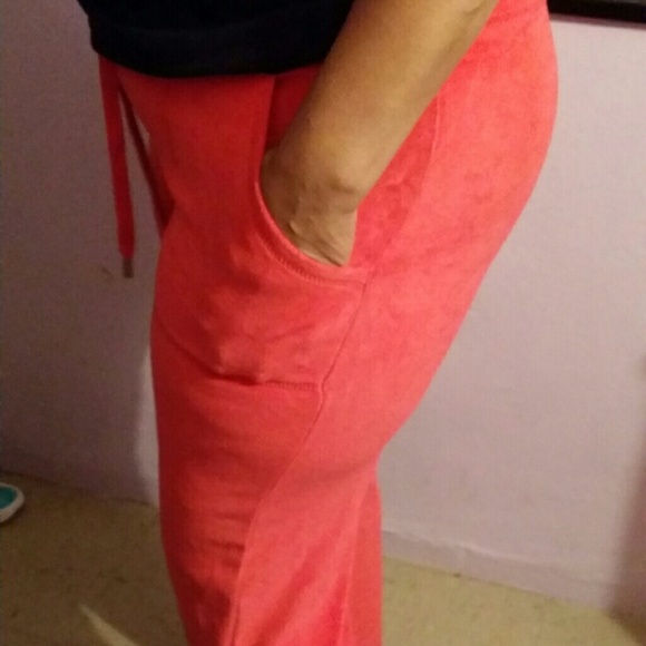 Red velvet jogging pants