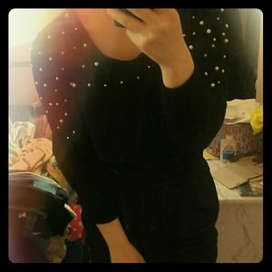 NEW Black Sweater with Pearls Design