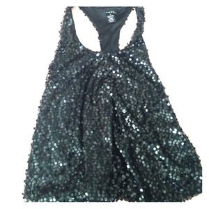 Loose black racerback sequined top
