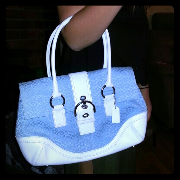 Authentic signature blue Coach tote - Picture 1 of 4