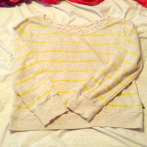 Grey and yellow striped top
