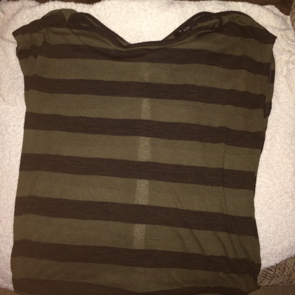 Army green & black striped box shirt w/ open back