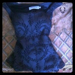 Anne Fontaine black corset low cut top front ziper