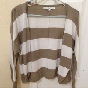 Beige & white thick striped cardigan