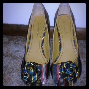 Charlotte Russe Brown multi color peep toe