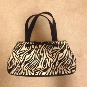 Zebra print black and white purse