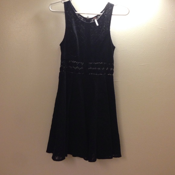Daisy cut out fit and flare black lace dress