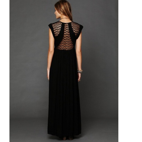 free people black lace maxi dress Free People In The Breeze embroidered sheer maxi dress in black