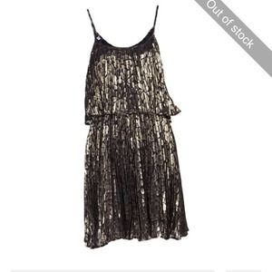 Halston Heritage silk metallic layer dress