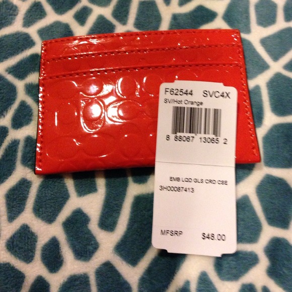 🍊Coach hot orange card case🍊