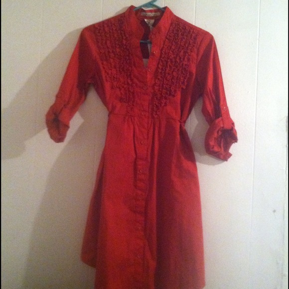 Burnt orange ruffle dress