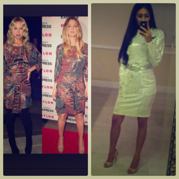 Vintage White & Silver Janine Dress, size Small - Picture 4 of 8