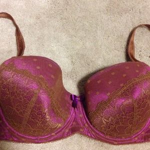 Adore me beautiful purple lace satin 34DD bra set