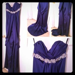 Royal Blue strapless formal gown. Like New!