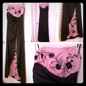 Strapless pink and black formal gown. Like new!