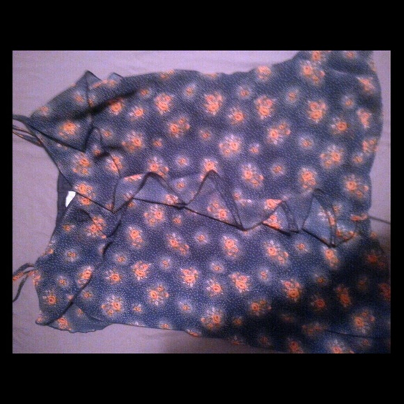 Orange and blue flowered tank