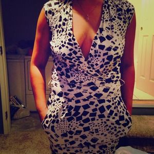 Low cut dress black and white dress