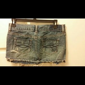 A&F distressed jean skirt with beaded mouse detail