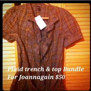 Plaid Trench Coat & Lucky Brand Shirt