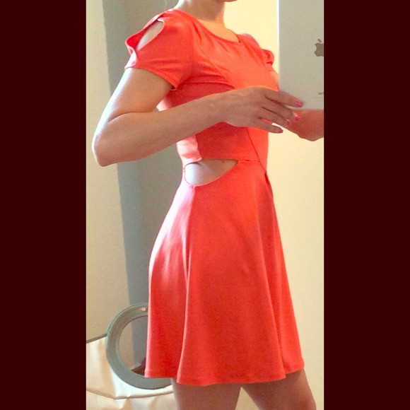 NWT Leith bright coral cutout dress, XS