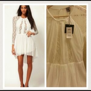 NWT Asos White Lace High-Low Skater Dress