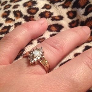 Genuine Opal and Diamond ring