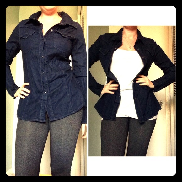 Dark denim button down
