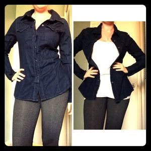 Dark denim button down
