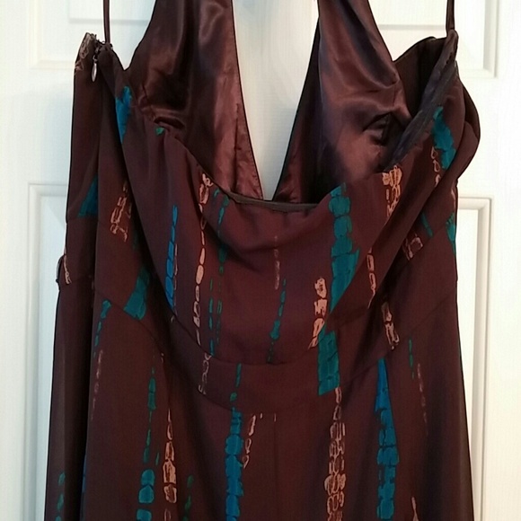 Plus size Brown and aqua maxi dress - Picture 4 of 4