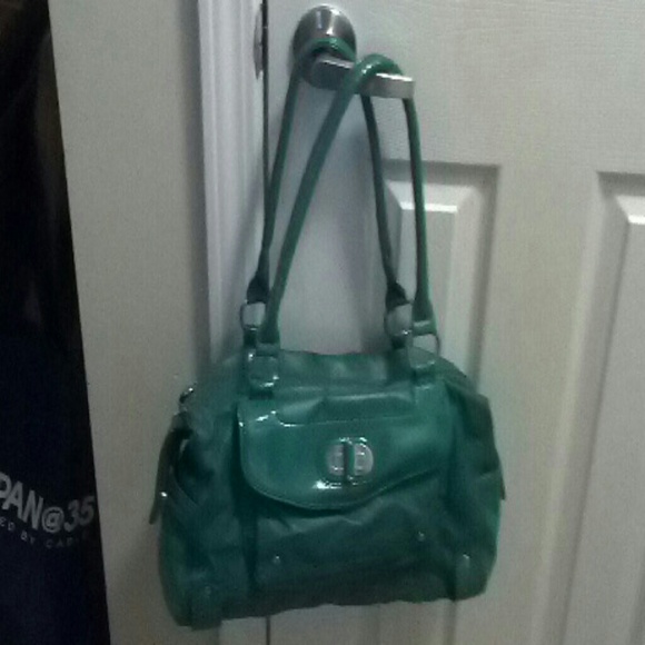 Green handbag, soft leather