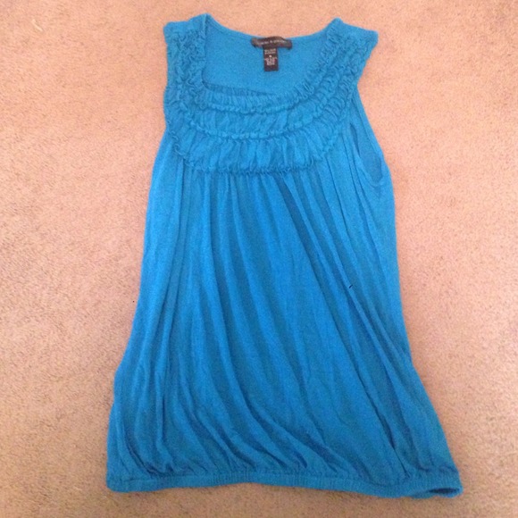 Tops - Blue Cable & Gauge Flowy Tank