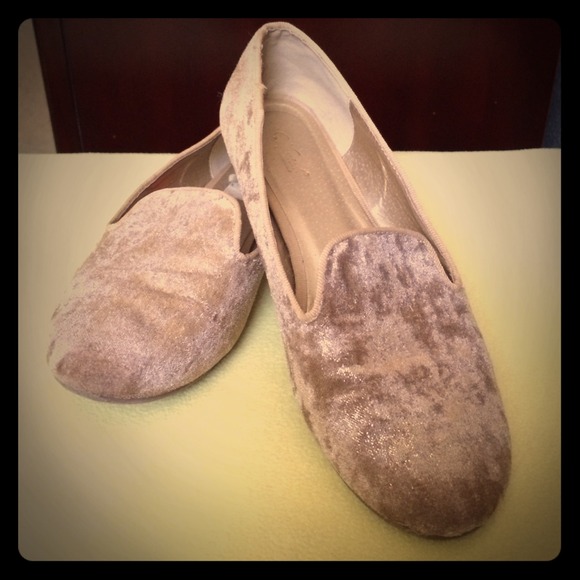 Gold loafer flats