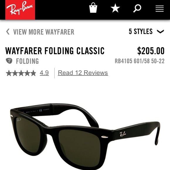 ⛔Sold⛔ Ray-Ban Foldable Wayfarers - Picture 3 of 4