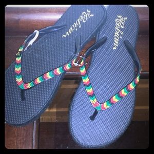 SOLD!! Cobian Reggae Red Yellow Green flip flops