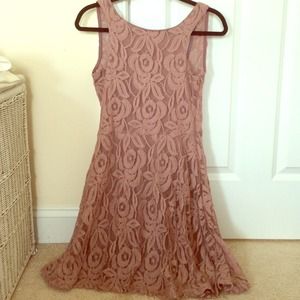 Sage lace embroidered dress with low back.