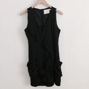Little Black ruffle front dress