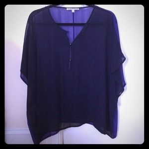 Oversize navy and purple sheer top