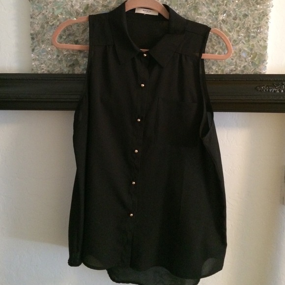 Black sleeveless chiffon top