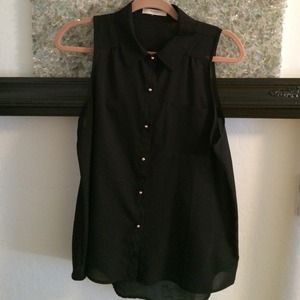 Black sleeveless chiffon top
