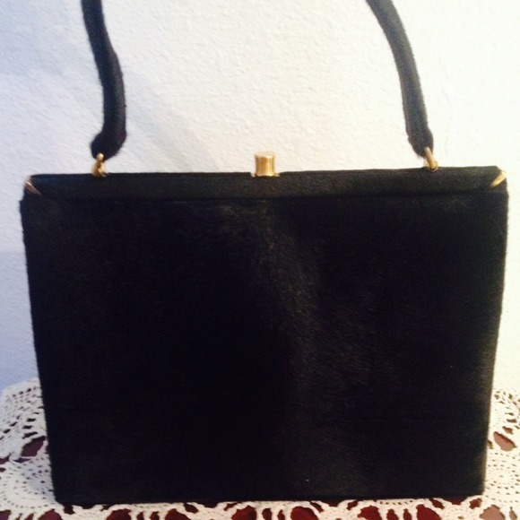 black fur purse